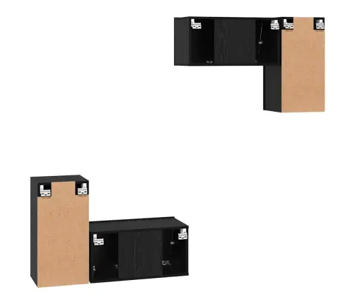 Tv Skapju Komplekts 4 Pcs Melni Ozoli 60 X 30 X 30 Cm Vidaxl