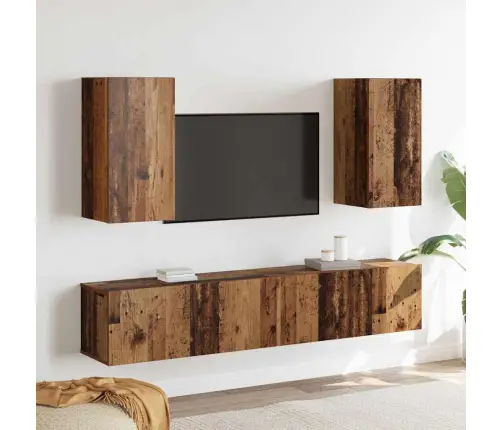Tv Skapīšu Komplekts 4 Pcs Vecs Koks 160 X 30 X 30 Cm Vidaxl
