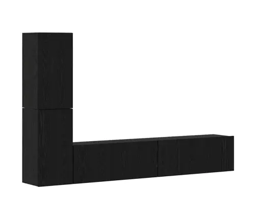 Sienas Tv Skapis Ar Plauktu 4 Pcs Melni Ozoli Inženierijas Koks Vidaxl