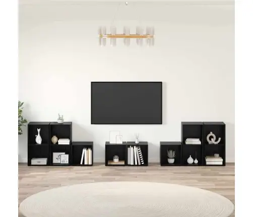 Tv Kapi Komplekt 8 Pcs Must Tamm 37 X 35 X 72 Cm Tehispuit