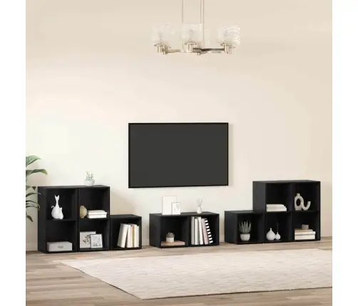 Tv Kapi Komplekt 8 Pcs Must Tamm 37 X 35 X 72 Cm Tehispuit