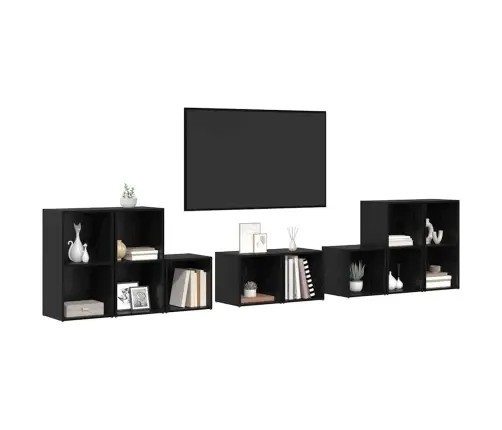 Tv Kapi Komplekt 8 Pcs Must Tamm 37 X 35 X 72 Cm Tehispuit