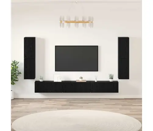 Tv Üksused Seinale Kinnitatav 4 Pcs Must Tamm Tehispuit