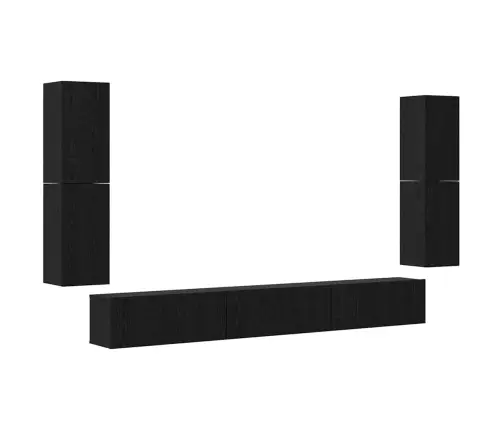 Tv Üksused Seinale Kinnitatav 4 Pcs Must Tamm Tehispuit
