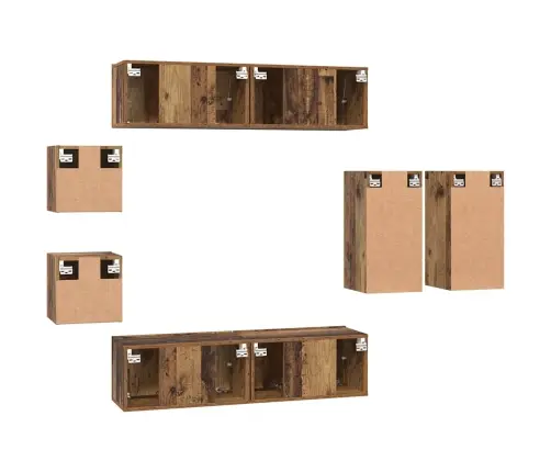 Tv Skapīšu Komplekts 8 Pcs Vecs Koks 30.5 X 30 X 60 Cm Vidaxl