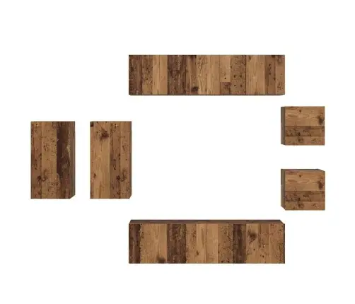 Tv Skapīšu Komplekts 8 Pcs Vecs Koks 30.5 X 30 X 60 Cm Vidaxl
