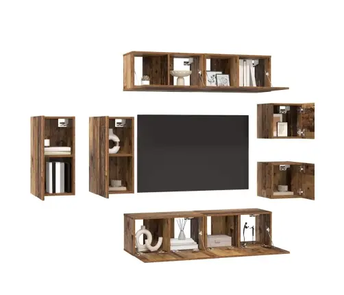 Tv Skapīšu Komplekts 8 Pcs Vecs Koks 30.5 X 30 X 60 Cm Vidaxl