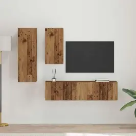 Tv Skapīšu Komplekts 4 Pcs Vecs Koks 30.5 X 30 X 90 Cm Vidaxl