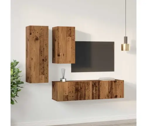 Tv Skapīšu Komplekts 4 Pcs Vecs Koks 30.5 X 30 X 90 Cm Vidaxl