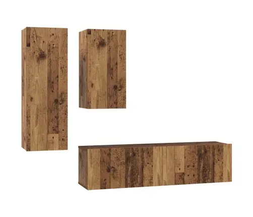 Tv Skapīšu Komplekts 4 Pcs Vecs Koks 30.5 X 30 X 90 Cm Vidaxl