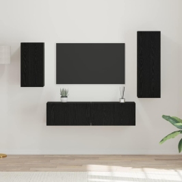 Tv Skapīšu Komplekts 4 Pcs Melns Ozols 30.5 X 30 X 90 Cm Vidaxl