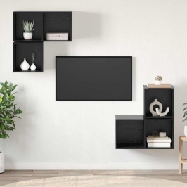 Tv Skapīšu Komplekts 4 Pcs Melns Ozols 37 X 37 X 72 Cm Vidaxl