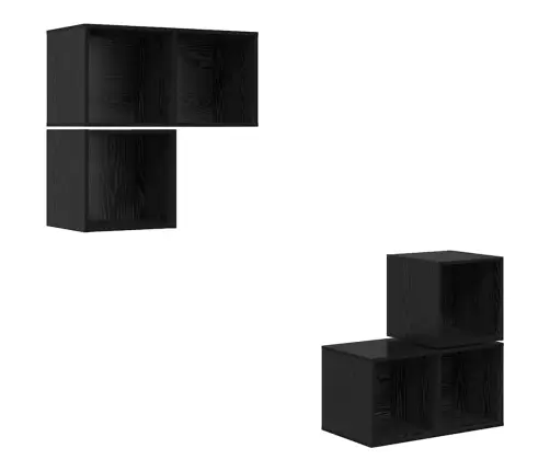 Tv Skapju Komplekts 4 Pcs Melns Ozols 37 X 37 X 72 Cm Vidaxl