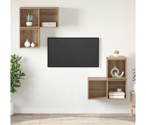 Tv Skapju Komplekts 4 Pcs Amatnieku Ozola 37 X 37 X 72 Cm Vidaxl