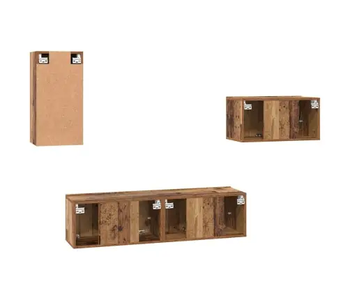 Tv Skapīšu Komplekts 4 Pcs Vecs Koks 30.5 X 30 X 60 Cm Vidaxl