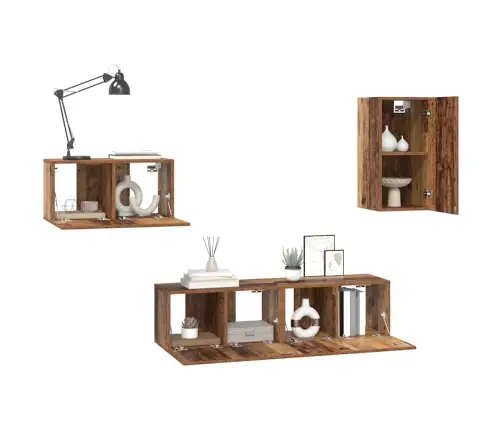 Tv Skapīšu Komplekts 4 Pcs Vecs Koks 30.5 X 30 X 60 Cm Vidaxl