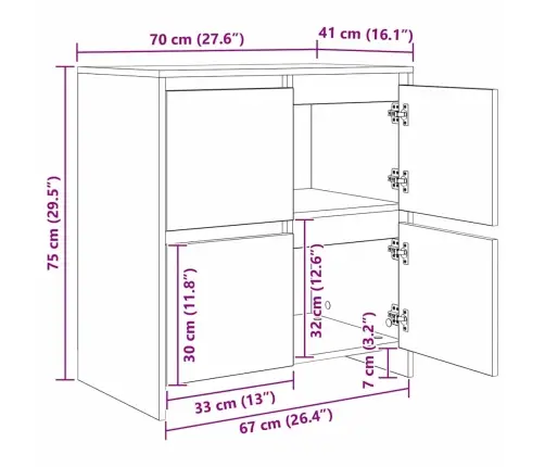 Šoninės Lentynos 2 Pcs Sena Mediena 70 X 41 X 75 Cm