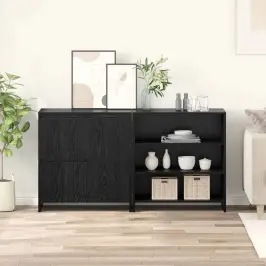 Sānu Skapji 2 Pcs Melns Ozols 70 X 41 X 75 Cm Inženierijas Koks Vidaxl