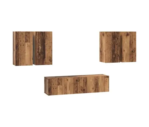 Tv Skapīšu Komplekts Ar Plauktu 6 Pcs Vecs Koks 60 X 30 X 30 Cm Vidaxl Tv Skapīšu Komplekts Ar Plauktu 6 Pcs Vecs Koks 60 X 30 X 30 Cm Vidaxl