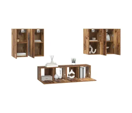 Tv Skapīšu Komplekts Ar Plauktu 6 Pcs Vecs Koks 60 X 30 X 30 Cm Vidaxl Tv Skapīšu Komplekts Ar Plauktu 6 Pcs Vecs Koks 60 X 30 X 30 Cm Vidaxl