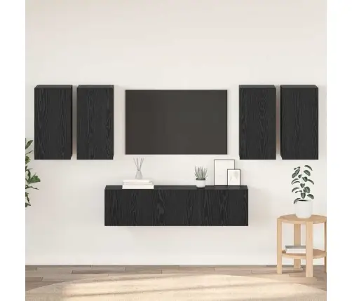 Tv Skapīšu Komplekts 6 Pcs Melni Ozoli 60 X 30 X 30 Cm Vidaxl