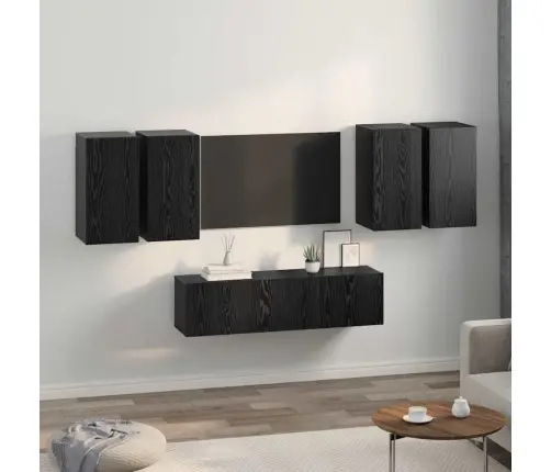 Tv Skapīšu Komplekts 6 Pcs Melni Ozoli 60 X 30 X 30 Cm Vidaxl