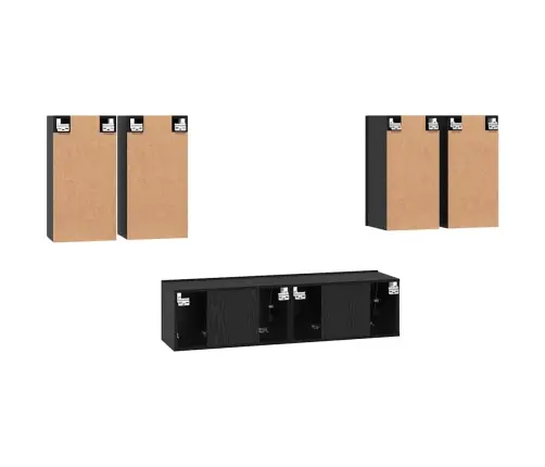 Tv Skapīšu Komplekts 6 Pcs Melni Ozoli 60 X 30 X 30 Cm Vidaxl