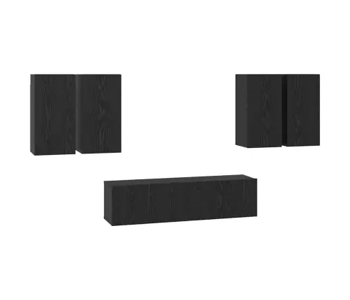 Tv Skapīšu Komplekts 6 Pcs Melni Ozoli 60 X 30 X 30 Cm Vidaxl