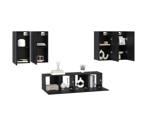 Tv Skapīšu Komplekts 6 Pcs Melni Ozoli 60 X 30 X 30 Cm Vidaxl