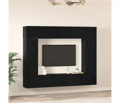 Tv Skapīšu Komplekts 8 Pcs Melni Ozoli 80 X 30 X 30.5 Cm Vidaxl