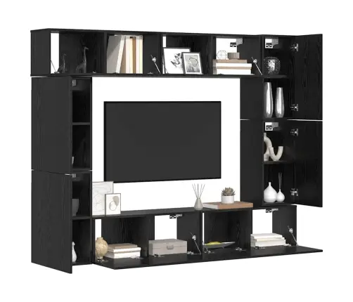 Tv Skapīšu Komplekts 8 Pcs Melni Ozoli 80 X 30 X 30.5 Cm Vidaxl