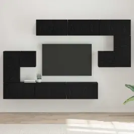 Tv Skapīšu Komplekts 10 Pcs Melns Ozols 60 X 30 X 30 Cm Vidaxl