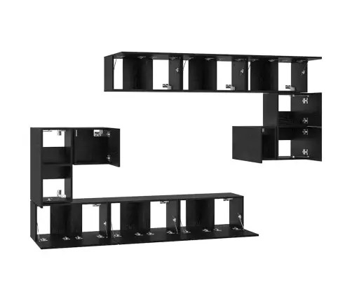 Tv Skapīšu Komplekts 10 Pcs Melns Ozols 180 X 30 X 90.5 Cm Vidaxl