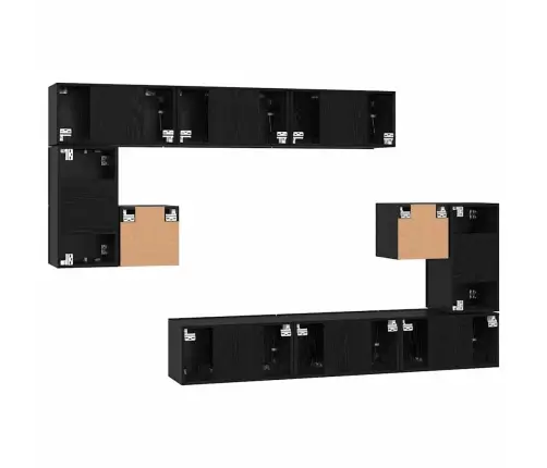 Tv Skapīšu Komplekts 10 Pcs Melns Ozols 180 X 30 X 90.5 Cm Vidaxl