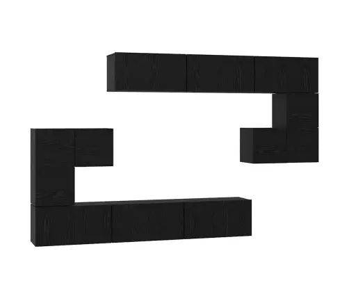 Tv Skapīšu Komplekts 10 Pcs Melns Ozols 180 X 30 X 90.5 Cm Vidaxl