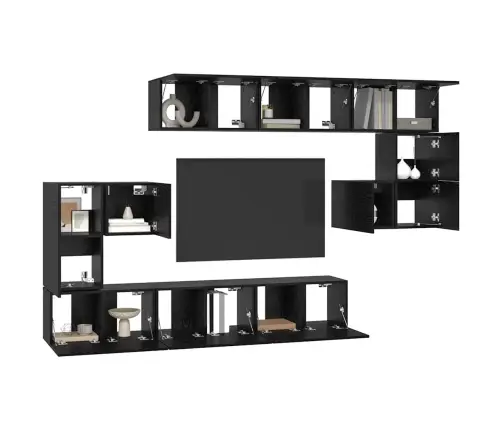 Tv Skapīšu Komplekts 10 Pcs Melns Ozols 180 X 30 X 90.5 Cm Vidaxl