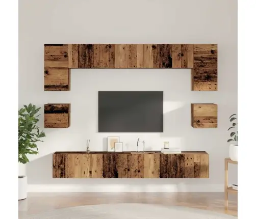 Tv Spintelių Komplektas 8 Pcs Sena Mediena Apdirbta Mediena