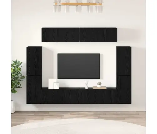 Tv Skapīšu Komplekts 8 Pcs Melni Ozoli 80 X 30 X 30.5 Cm Vidaxl
