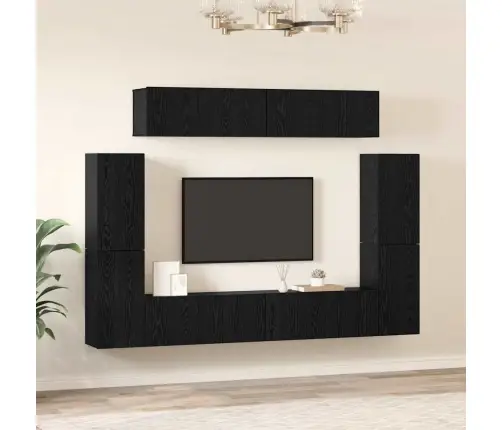 Tv Skapīšu Komplekts 8 Pcs Melni Ozoli 80 X 30 X 30.5 Cm Vidaxl