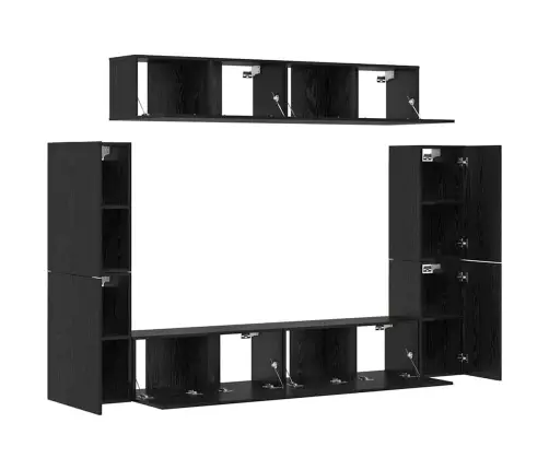 Tv Skapīšu Komplekts 8 Pcs Melni Ozoli 80 X 30 X 30.5 Cm Vidaxl