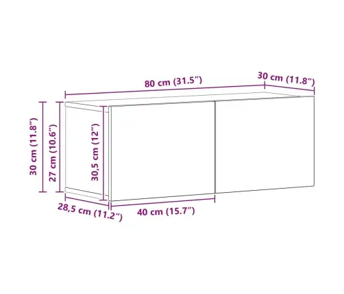 Tv Skapīšu Komplekts 8 Pcs Melni Ozoli 80 X 30 X 30.5 Cm Vidaxl