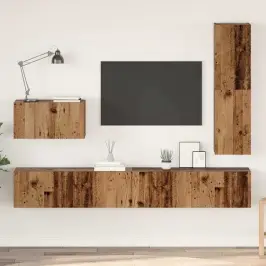 Tv Spintelių Komplektas 4 Pcs Sena Mediena Apdirbta Mediena