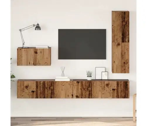 Tv Spintelių Komplektas 4 Pcs Sena Mediena Apdirbta Mediena