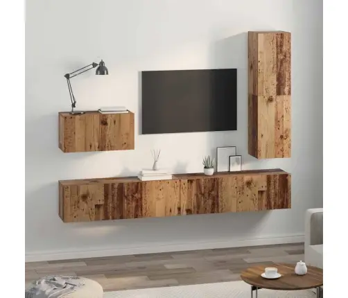Tv Spintelių Komplektas 4 Pcs Sena Mediena Apdirbta Mediena