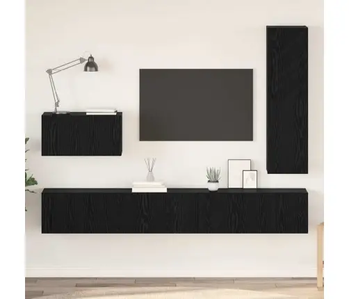 Tv Skapīšu Komplekts 4 Pcs Melni Ozoli 30.5 X 30 X 110 Cm Vidaxl