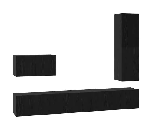Tv Skapīšu Komplekts 4 Pcs Melni Ozoli 30.5 X 30 X 110 Cm Vidaxl