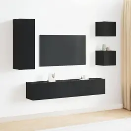 Tv Kapi Komplekt 5 Pcs Must Tamm 160 X 30 X 30.5 Cm Tehispuit