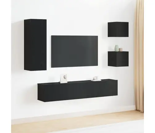 Tv Kapi Komplekt 5 Pcs Must Tamm 160 X 30 X 30.5 Cm Tehispuit