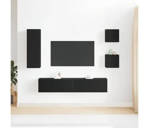 Tv Kapi Komplekt 5 Pcs Must Tamm 160 X 30 X 30.5 Cm Tehispuit