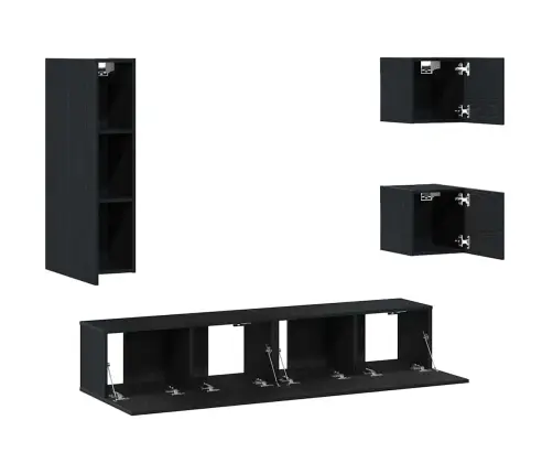 Tv Kapi Komplekt 5 Pcs Must Tamm 160 X 30 X 30.5 Cm Tehispuit